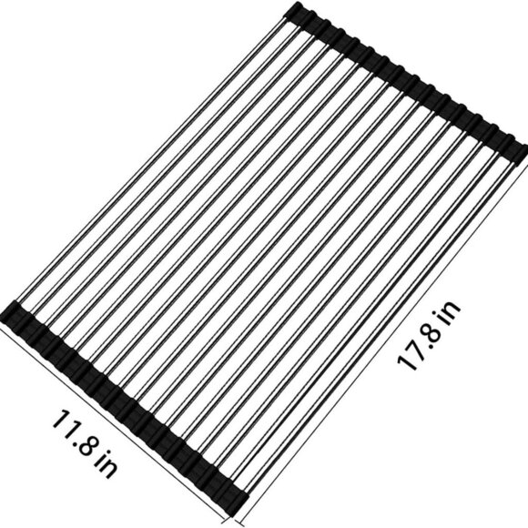 Roll up Dish Drying Rack Over The Sink Kitchen Roll up Sink Drying Rack Stainles - Picture 3 of 8